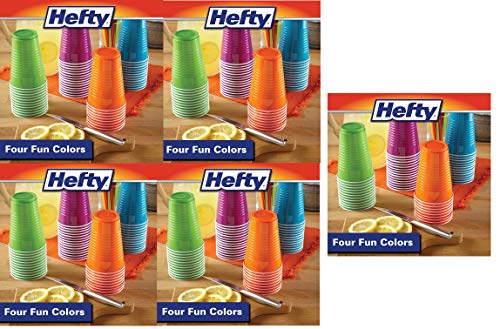Hefty Disposable Plastic Cups in Assorted Colors - 16 Ounce, 100 Count - 2 Pack