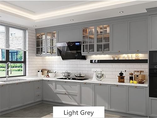 Image of Light Grey Peel and Stick Wallpaper Matte Self Adhesive Removable Wallpaper,Waterproof Kitchen Wallpaper Vinyl Contact Paper for Cabinet Furniture(12x96 Light Grey Matt)