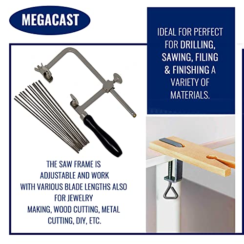 Megacast 3 in 1 Professional Jeweler's Saw Set Saw Frame 144 Blades Wooden Pin Clamp Wood Metal - Thumbnail 7