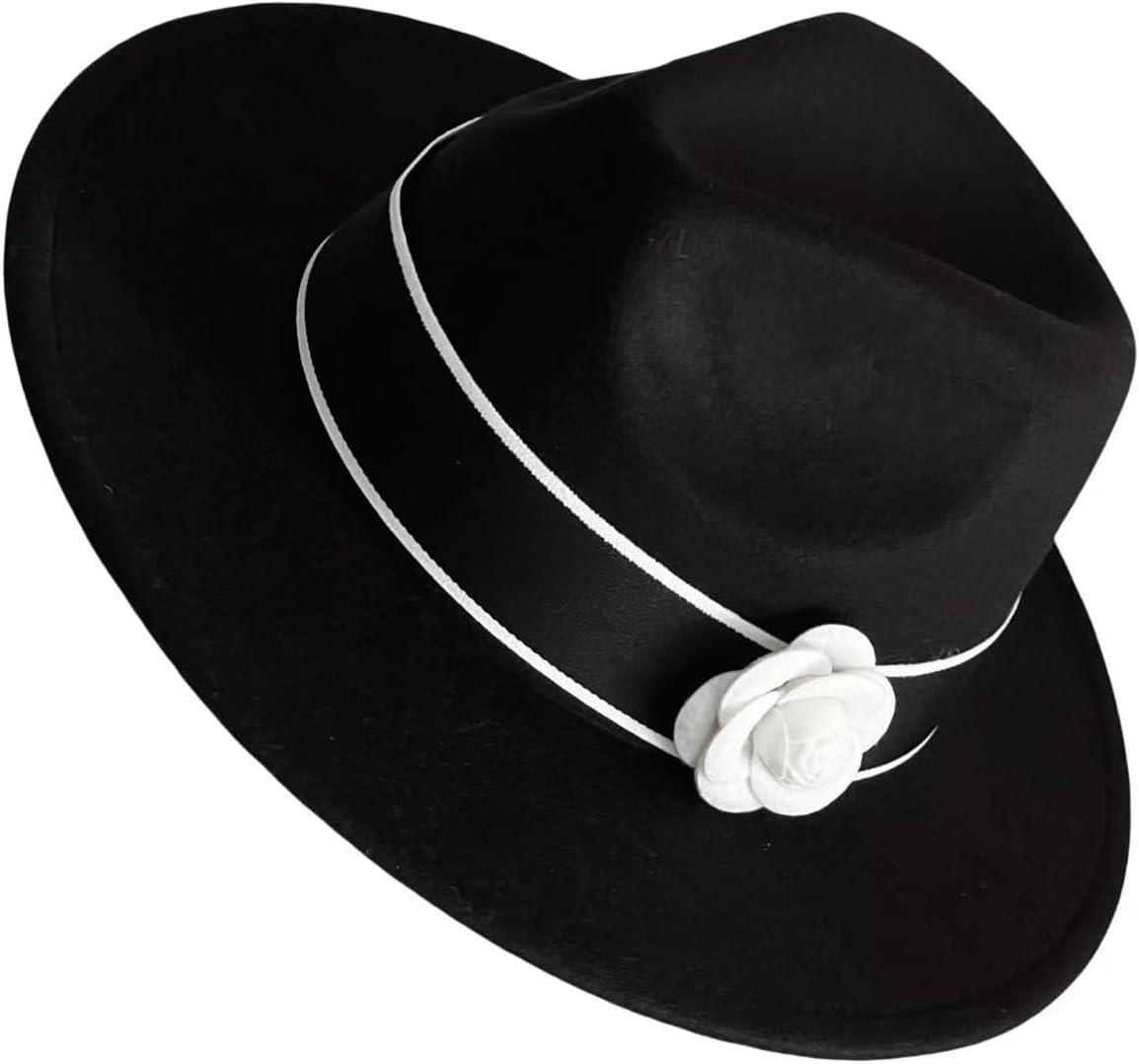 Classic Wide Brim Fedora Hat for Women Floppy Panama Hat for Party Wedding Fascinator Hat with Band Sun Protection 2025