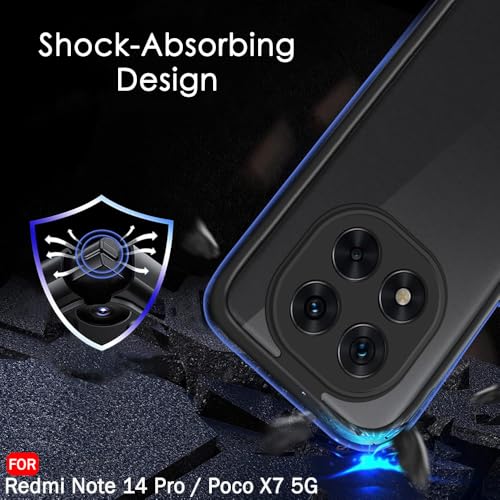 Image of TheGiftKart Hybrid Shockproof Back Cover Case for Mi Redmi Note 14 Pro /Poco X7 5G | Hard Back Cover Case for Redmi Note 14 Pro /Poco X7 5G (PC & TPU, Translucent Smoke Matte Back, Black Sides)