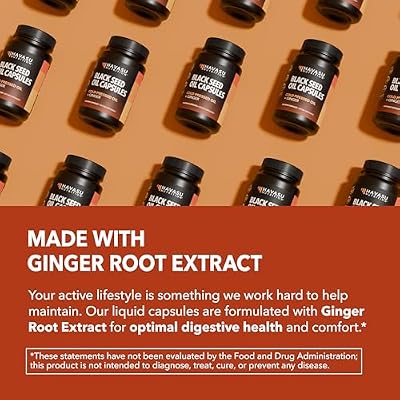 Black Seed Oil Capsules with Ginger Root Extract for Digestive Health & Immune Support - Cold Pressed Black Cumin Seed Oil & Ginger Supplement - 60 Count - Vegan, Non-GMO, Unflavored - 1 Month Supply