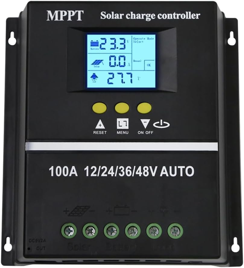 100A MPPT Solar Charge Controller 12V 24V 36V 48V LCD Display Battery Intelligent Regulator Max 100V Input Dual USB for Lead-Acid/Lithium (100A)