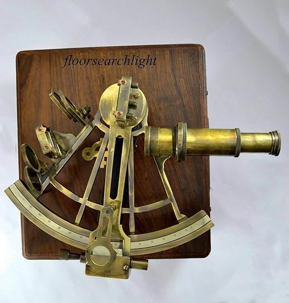 Marine Antique Brass Astrolabe 8" Nautical Collectible Working Sextant with Box