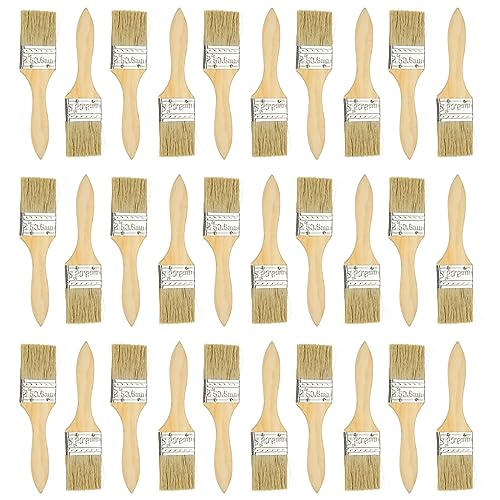 APACALI 30 PCS 2 Inch Paint Brushes, Wooden Handle Paint Brush, Chip Paint Brushes, Paint Brush Decorating Set for Paint, Stains, Varnishes, Glues and Home DIY
