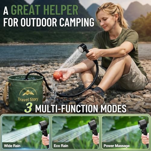 Ducha portátil para camping – Bomba de ducha recargable de 6000mAh con pantalla LED, 3 modos y boquilla de spray – Kit de ducha IPX7 para exteriores, viaje, playa, auto, baño para perros miniatura 5