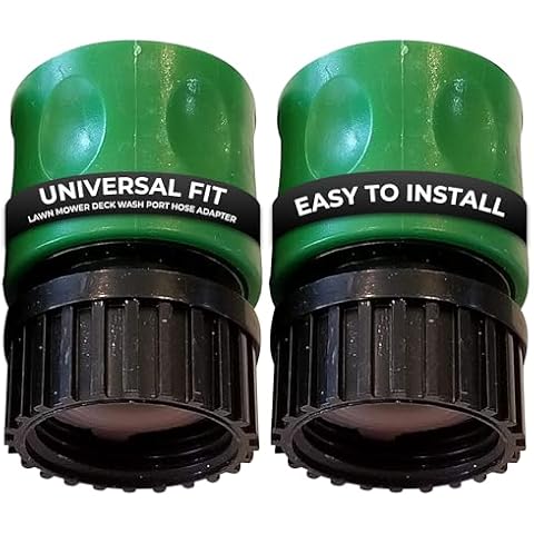 DealEnvy Quick Connect Lawn Mower Deck Wash Port Adapter - Riding Lawn Mower Water Hose Nozzle Attachment Compatible with Part Numbers: 532416405, 921 04041, 416405, GX22425 & More (Pack of 2, Green) Cover