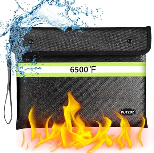6500°F Fireproof Document Bag,Upgraded Fireproof Money Bag with Waterproof Zipper,10