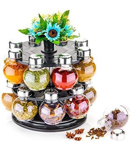 EASYMARTMultipurpose Plastic Big Revolving Spice Rack / Masala Rack Set/Condiment Set/Spice Container (16 Spice Rack)
