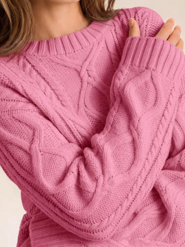 Image of Trendy Queen Women's Oversized Cable Knit Sweaters 2026 Fall Outfits | Quiet Luxury Style, Chunky Knit Texture, Winter Holiday Outfit, Easy Layering Piece, Fall Fashion Staple