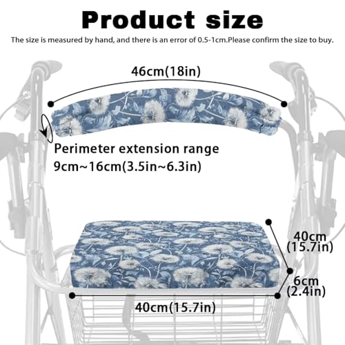 Image of Dandelion Walkers Seat Covers for Men Soft Rollator Walker Seat and Backrest Covers Adjustable Walkers Seat Covers for Seniors Women Men
