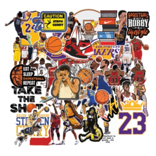 Image of Sticker Pack, Cute Aesthetic Stickers, Gen-Z Vibes, Vinyl Waterproof Stickers for Laptop, Water Bottle, Journal, Scrapbooking Gift, (4 Sheets), NBA
