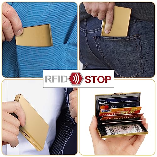 Ultra Thin Stainless Steel RFID Card Holder Wallet - Gold - Image 7