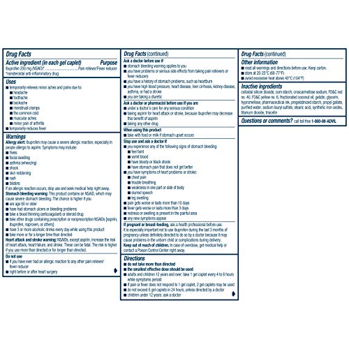 image for Advil Coated Gel Caplets, Pain Reliever and Fever Reducer, Ibuprofen 2