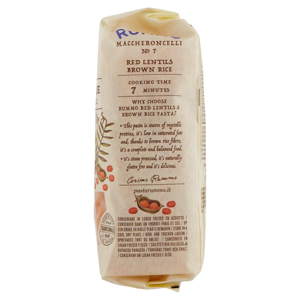 Italian Gourmet Maccheroncelli N°7 pasta lenticchie rosse riso 20 x 300g | Senza glutine, glutenfrei, mit integraler Reisbasis und Hülsenfrüchten, kurze, Gesamtnettogewicht 6 kg + Kostenlos Polpa 400g