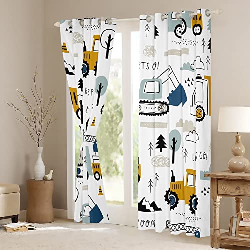Loussiesd Cartoon Car Kids Curtains for Bedroom Living Room Construction Darkening Dreapes Equipment, Multicolored 521 - Image 3