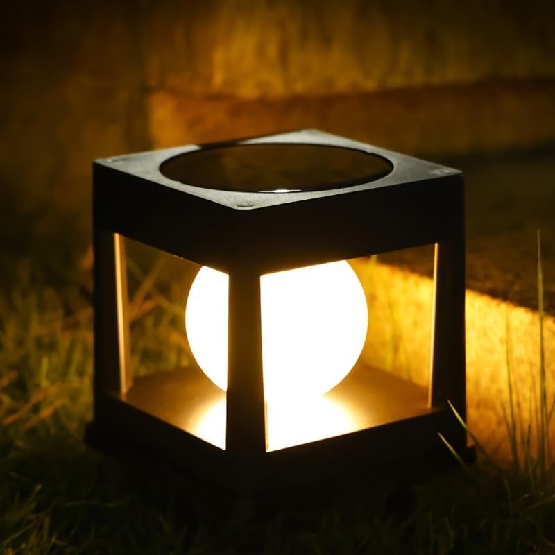 WIDEWINGS Solar Post Led Lights Outdoor, Solar Powered Fence Post Cap Lights, High Brightness Warm Yellow LED Lighting Decor for Garden Deck Patio (2)
