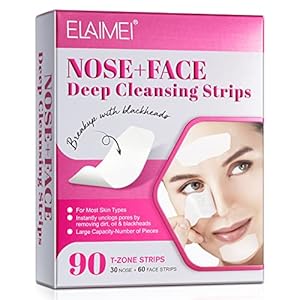 Blackhead Remover Pore Strips,30 Nose + 60 Face Strips Black Head Remover for Chin or Forehead, Deep Cleansing Charcoal Strips, Strips for Blackheads Removal, Pore Minimizer