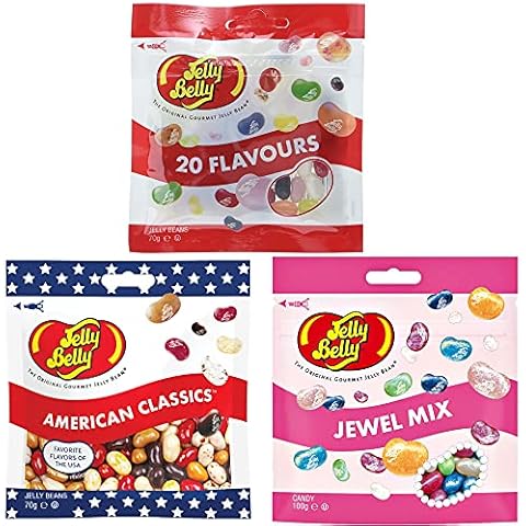 Jelly Belly Bestseller Mix - 20 Flavours Mix mit den beliebtesten Sorten, American Classics, Jewel Mix mit 7 Sorten- Jelly Beans (3 x 70g) Cover