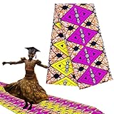 Mindsoft 6 Yard African Fabric Liberty Ankara Kente Cloth Fabric Traditional Liberian Walk Ankara Polyester Wax Prints for African Party Dress(Bright Style)