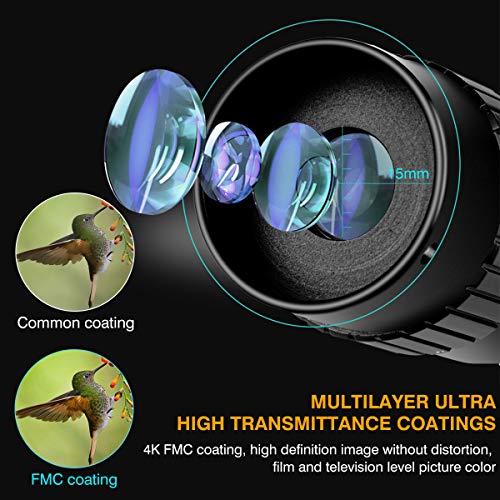 CameCosy New Monocular Telescope(2020),10-300X40mm Super Zoom Monocular Spyglass[Day & Low Night Vision]Portable Binoculars with Smartphone Clip & Tripod for Birdwatching, Hunting, Camping,Sightseeing - Thumbnail 3