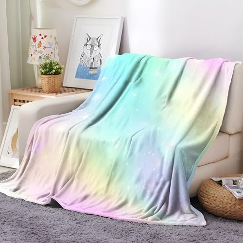 Couverture Polaire 130x150 arc-en-ciel pour lit et canapé en microfibre de flanelle - 3