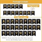 Custom Birthday Banner With Name, Make Your Own Happy Birthday Bunting for Bday Party, Black Sign With 26 A-Z Letter Banners 2 Set - Image 2