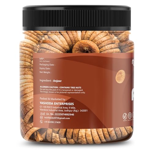 Image of Nutri Basket Premium Anjeer | Healthy Dried Figs | No added Sugar | Rich Source of Fibre | Healthy Snacks | Low in Fat | Jar Pack (200gm)