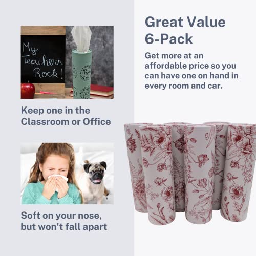 Crabtree Collection Facial Tissues Round Tissue Boxes For Car Tissue Holder Perfect Fit Car Tissues Cylinder Red Toile Floral Car Tissue Travel Tissues Cylinder Tissue Boxes (Red Vintage Floral) #TOP2
