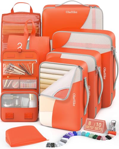 Image of 8 Set Packing Cubes for Travel, Gifts for Women Mom,Anti-Tearing Suitcase Organizer,OlarHike Vacation Essentials & Accessories for Cruise Ship