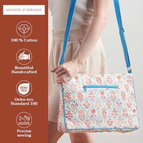 Maison d' Hermine Hand Bag Cotton Adjustable Shoulder Strap Cross Body Bag Tote purse with Zippered & Slip Pockets2