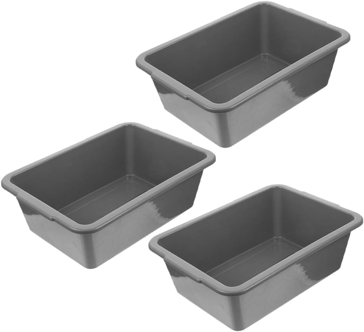 3pcs Commercial Bus Tub Storage Bin Plastic Rectangular Tub for Kitchen Garden