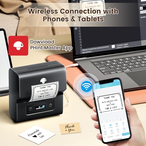 Phomemo M221 Etikettendrucker Satz - Thermo Bluetooth Etikettendrucker Beschriftungsgerät Labledrucker,für Barcode,Einzelhandel,Büro,kleine Unternehmen,für Android & iOS & PC- Grau