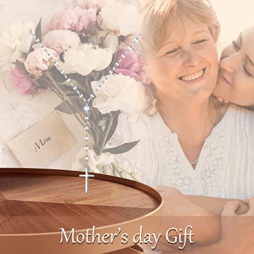 EVER FAITH Y-Shaped Necklace 925 Sterling Silver Jewelry Dainty CZ Cross Pendant Lariat Necklaces for Women2