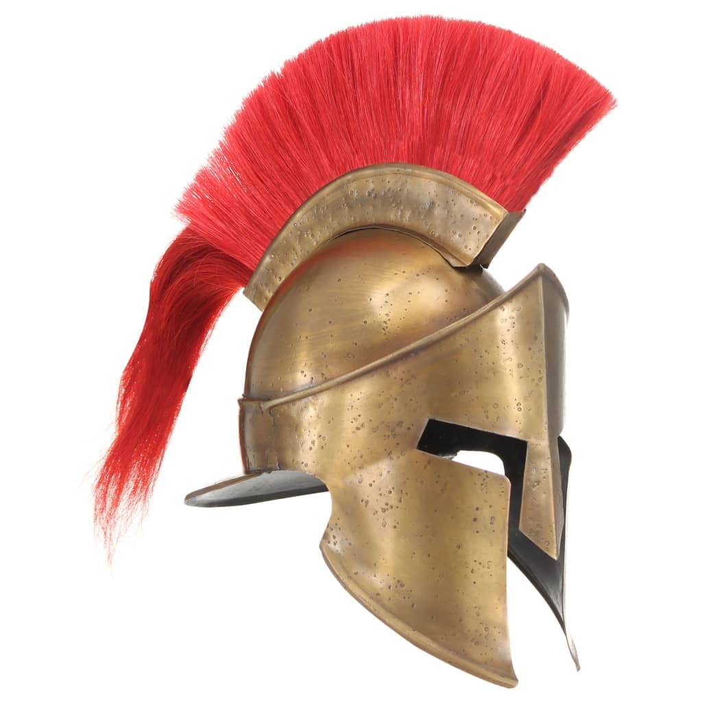 vidaXL Elmo da Cavaliere Medievale Greco LARP Armatura per Guerriero Corazza Protezione Testa Riproduzione Medievale in Acciaio Ottone