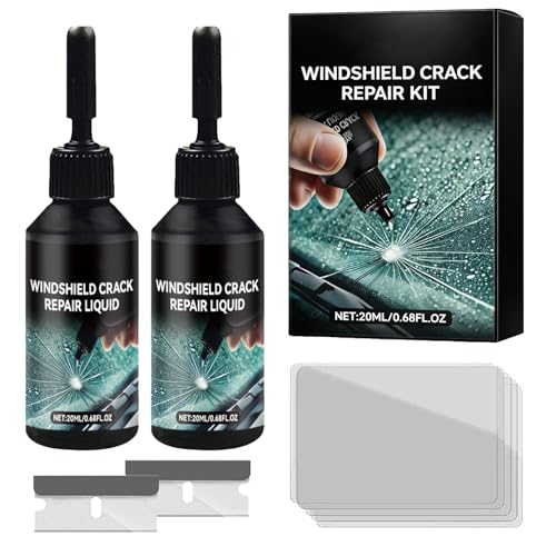 Yocisku Professional Windshield Crack Repair Kit Upgraded Glass Repair Fluid for Automotive Glass Chips & Cracks High Pressure & Long-Lasting Restoration Easy DIY Windshield Tool Set (20ML x 2)