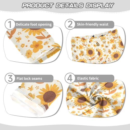 KLL Cute Bee Sunflower Girls Cotton Pants Stretch Full Length Athleisure Pants Gym3