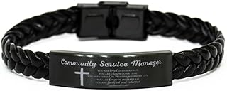 Community Service Manager Religious gifts, Community Service Manager Braided Leather Bracelet Community Service Manager You are loved, you are chosen Romans 3:24, Community Service Manager