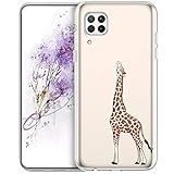 JAWSEU Klar Silikon Hülle für Huawei P40 Lite Hülle Schutzhülle,Weiche Durchsichtig TPU Silikon Handyhülle Ultra Dünn TPU Bumper Case Stoßfest Schutz Soft Hülle für Huawei P40 Lite,Giraffe