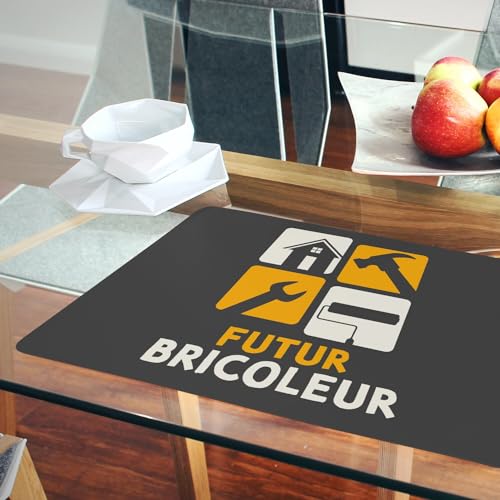 Lot de 4 sets de table souples napperons noir dessous liège grand format - 6