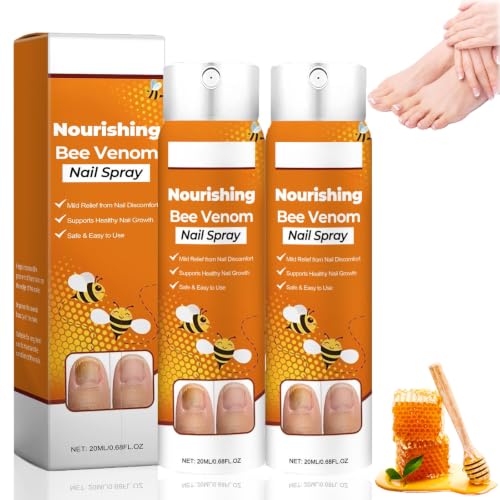 Nailvera Nail Fungal Treatment Spray Nourishing Bee Venom Nail Soothing Spray for Toenail Natural Nails Repair Essence for Strengthener Fungal Nail Treatment for Weak and Damaged Nails2PCS