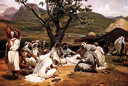 Peinture à l'huile Le conteur arabe Horace Vernet pour grand salon