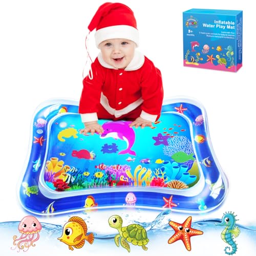 Image of ZMLM Baby Tummy-Time Water Mat - Infant Water Play Mat Water Playmat Sensory Pad Baby Stuff for 3 6 9 12 Months Newborn Toddler Boys Girls Best Gift Fun Indoor Activity Item Game