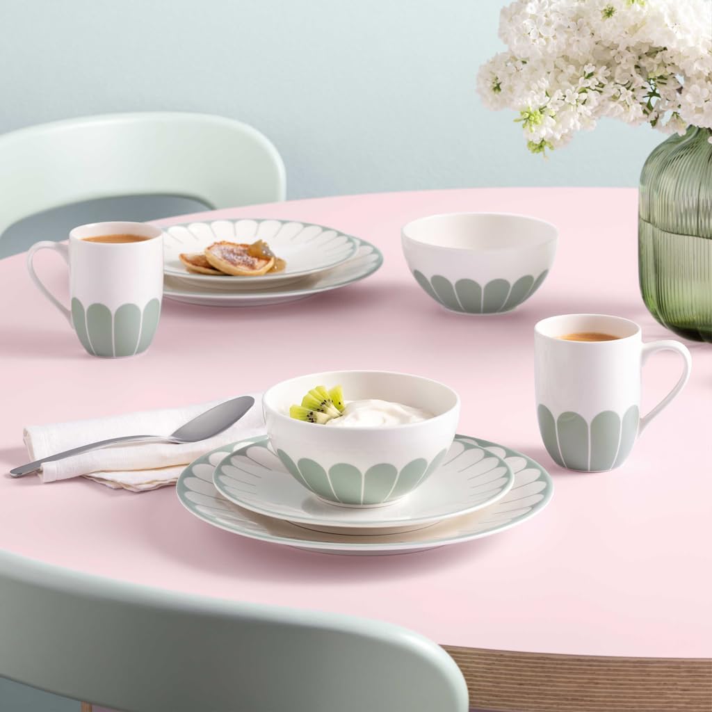 Villeroy & Boch - Fleur vert talerz płaski zielony, nadaje się do zmywarki i mikrofalówki, talerz do dań głównych, duży talerz, naczynie ceramiczne do sztaplowania, porcelana Premium