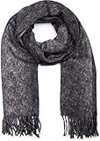 styleBREAKER Unisex weicher melierter Schal mit langen Fransen, Winter, Stola 01017109, Farbe:Schwarz