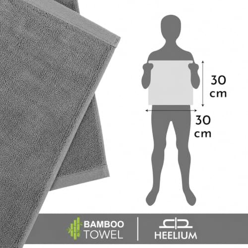 Image of HEELIUM Bamboo Face Towel | Ultra Absorbent & Odour-Free | 3X Softer Than Cotton Towels | 30 x 30 cm - 600 GSM