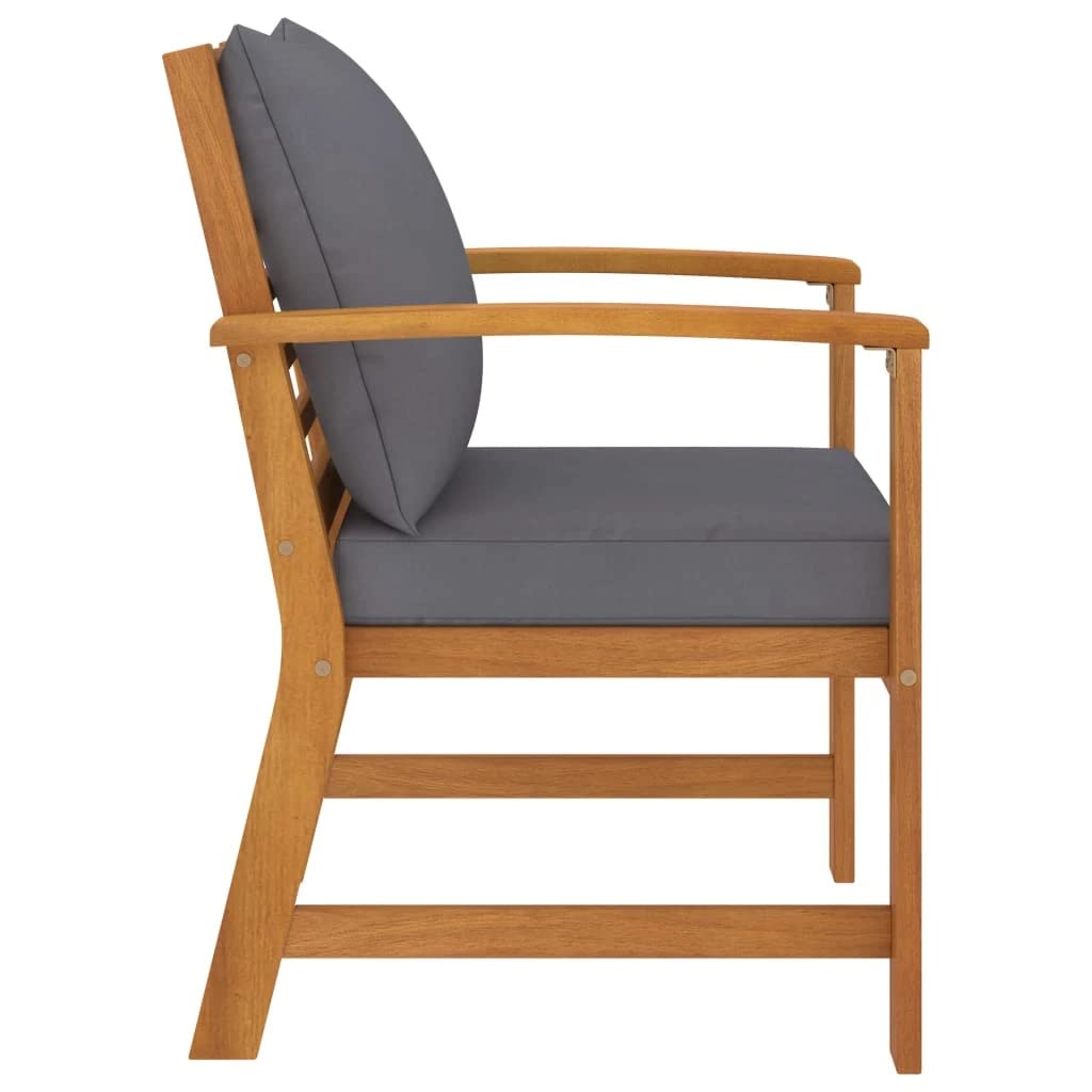 vidaXL 2X Bois d'Acacia Massif Chaises de Jardin avec Coussin Fauteuils de Patio Chaises de Terrasse Fauteuils de Balcon Extérieur Crème