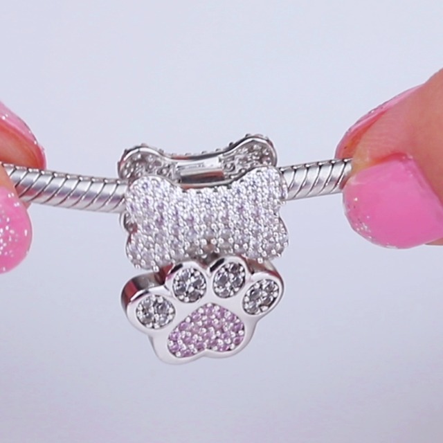 GNOCE Sterling Silver Pet Photo Charm - Customizable Picture Locket With Paw Print, Fits Bracelets & Necklaces