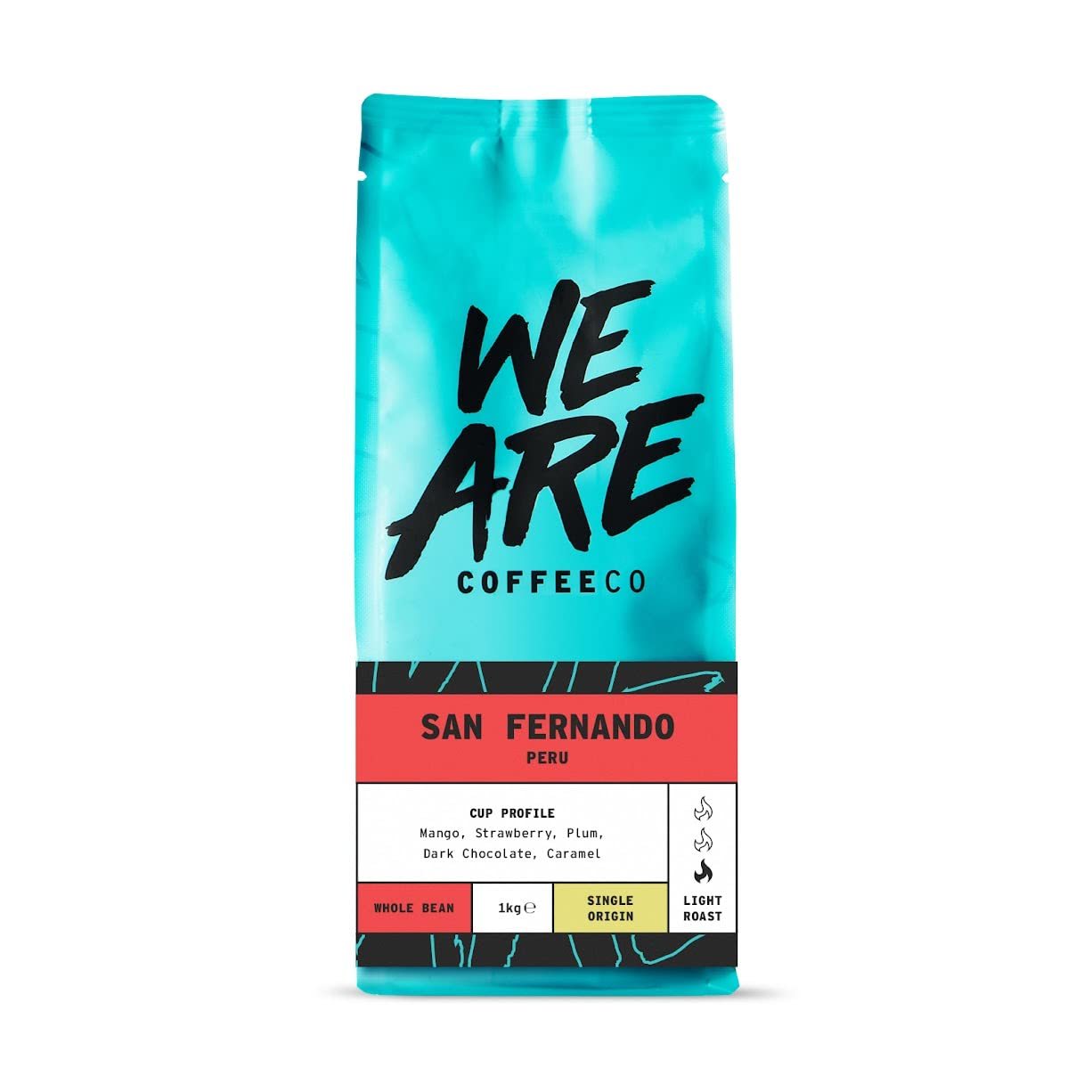 Coffee Beans 1kg Bag, Whole Bean Coffee, Peru Coffee Beans, 100% Arabica, Light Roast Speciality, Single Origin (We Are Coffee Co)