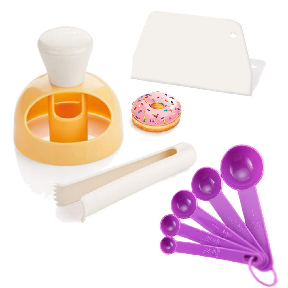 Donut Cutter Set of 8 with Dipping Tongs Scraper and Measuring Spoon, 3-1/2-Inch Doughnut Cutter Set